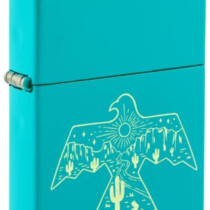 Zippo Thunderbird Western Design Flat Turquoise Pocket Lighter