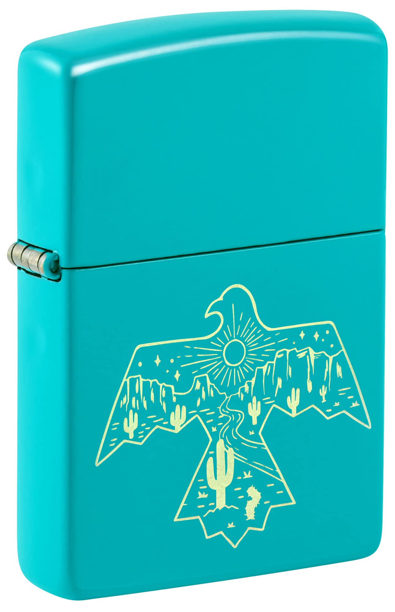 Zippo Thunderbird Western Design Flat Turquoise Pocket Lighter