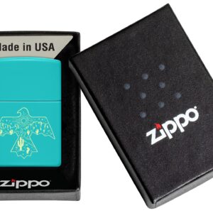 Zippo Thunderbird Western Design Flat Turquoise Pocket Lighter