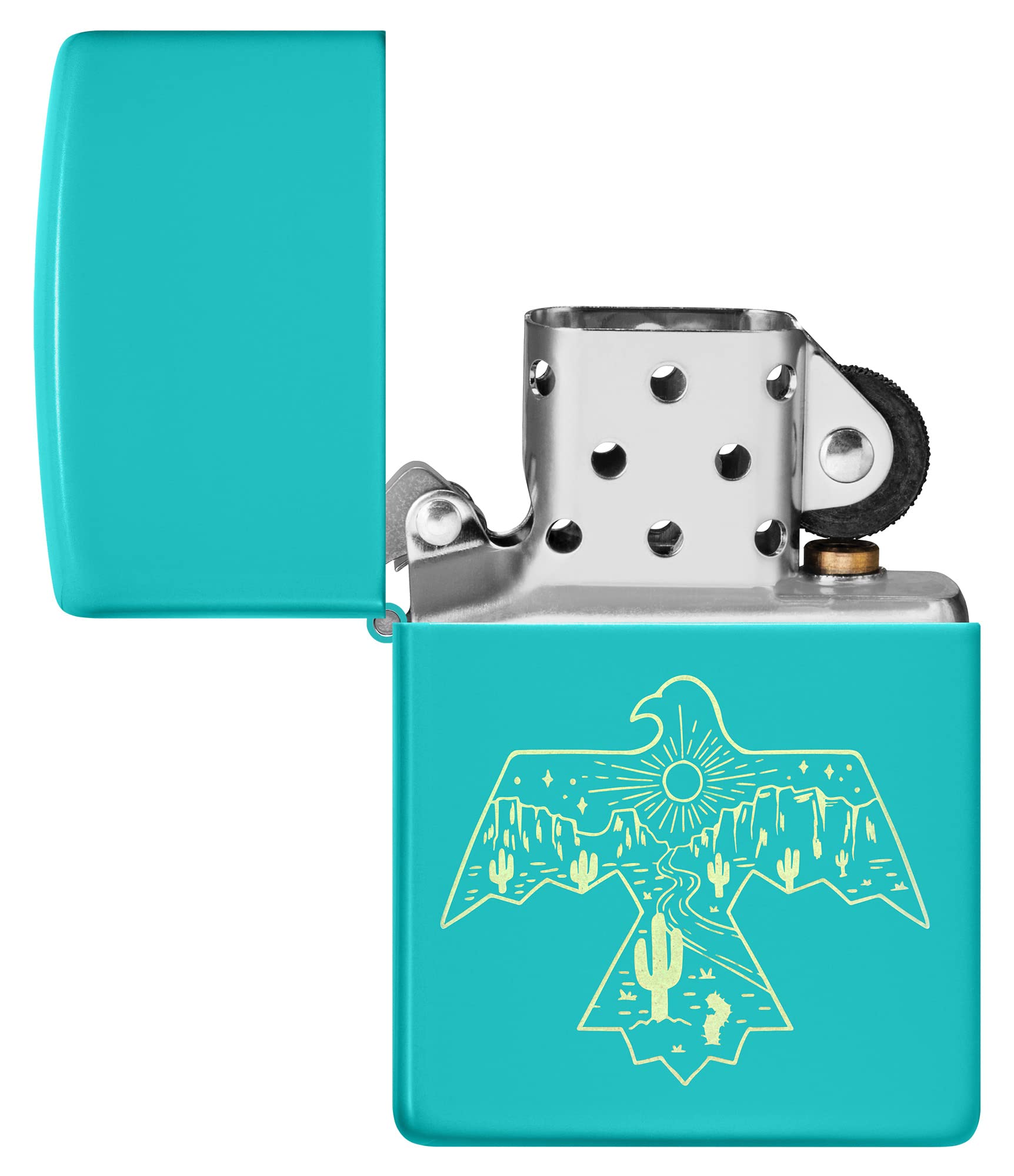 Zippo Thunderbird Western Design Flat Turquoise Pocket Lighter