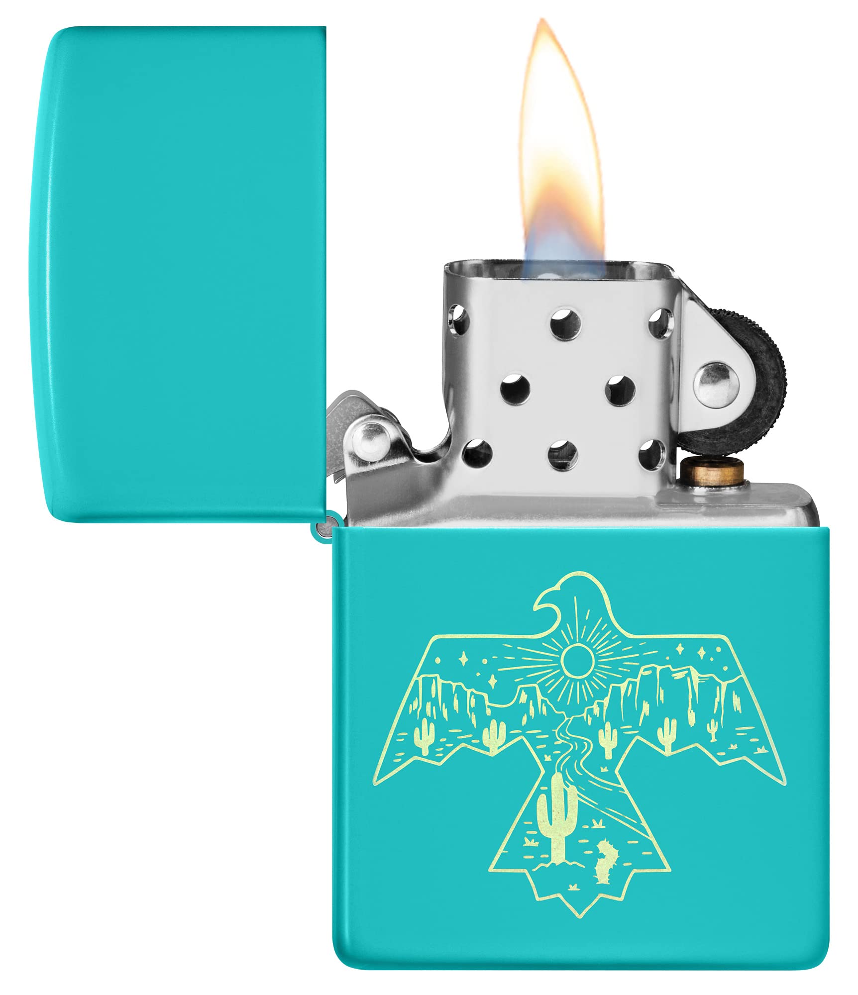 Zippo Thunderbird Western Design Flat Turquoise Pocket Lighter