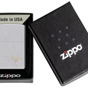 Zippo Spider Web Design High Polish Chrome Pocket Lighter