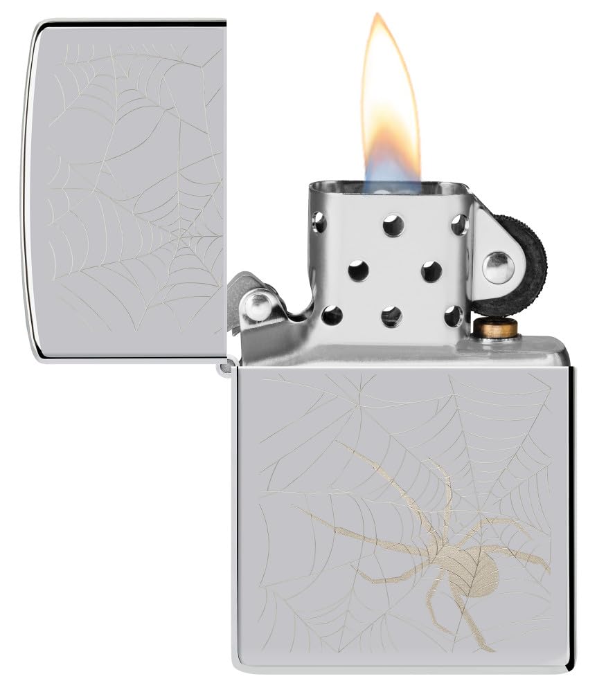 Zippo Spider Web Design High Polish Chrome Pocket Lighter