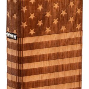 Zippo Woodchuck USA American Flag Wrap Pocket Lighter, Brown, One Size