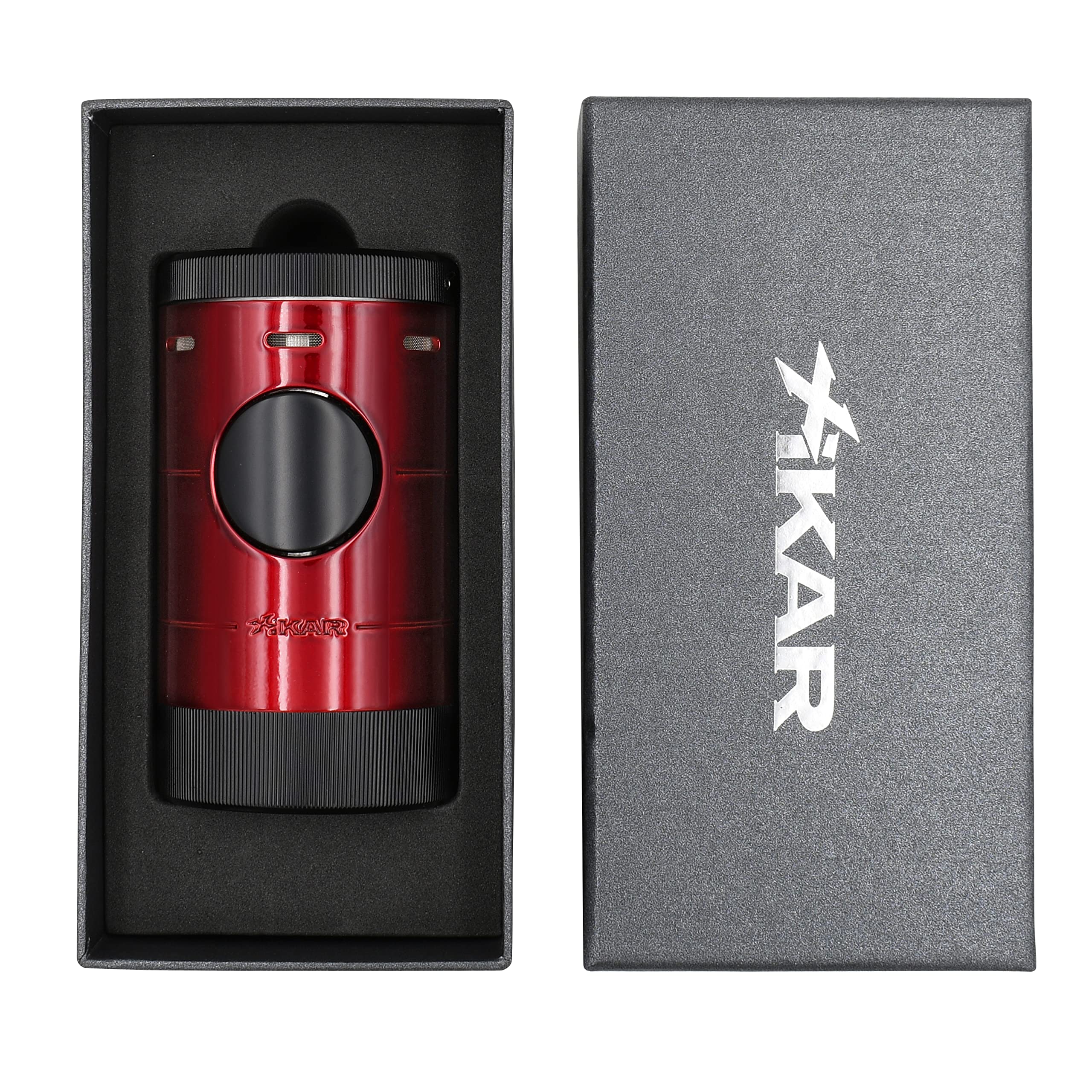 XiKAR Volta Quad Flame Tabletop Cigar Lighter in an Attractive Gift Box Warrant (Red)