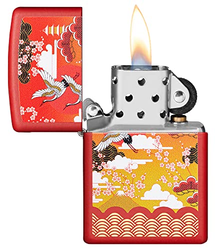 Zippo Kimono Design Red Matte Pocket Lighter