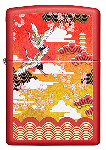 Zippo Kimono Design Red Matte Pocket Lighter