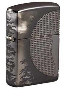 zippo armor wolf design black ice pocket lighter, one size