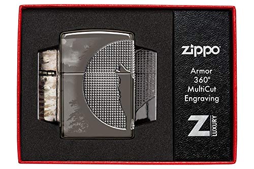 Zippo Armor Wolf Design Black Ice Pocket Lighter, One Size