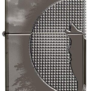 Zippo Armor Wolf Design Black Ice Pocket Lighter, One Size