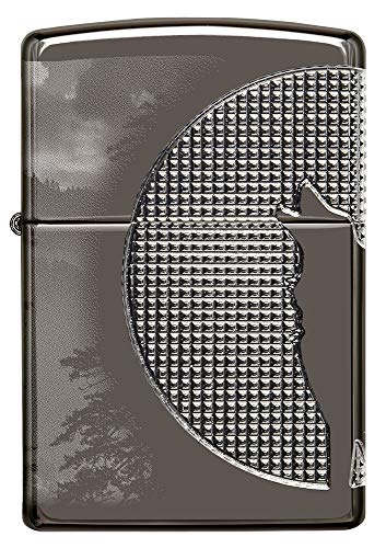 Zippo Armor Wolf Design Black Ice Pocket Lighter, One Size