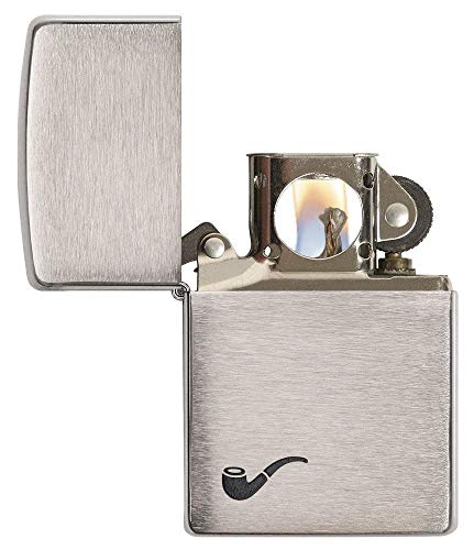 Zippo Unisex-Adult Pipe Lighter, Brushed Chrome Black Pipe, One Size