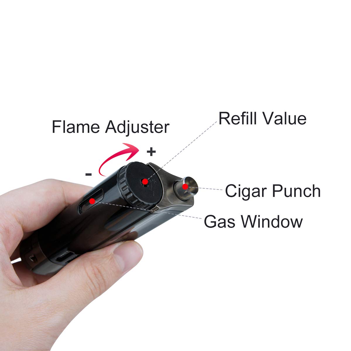 Cigar Butane Torches Lighter with Punch Butane Refillbale Metal Lighters Windproof