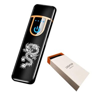 electric lighter, smart electronic lighter, usb rechargeable lighter windproof flameless lighter plasma lighter for fire,bbqs,fireworks,candle,camping - outdoors indoors (dragon pattern)