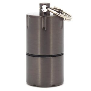 The World's Smallest Kerosene Lighter! Height 2.5cm/φ 1.3cm Capsule Lighter Portable Metal Miniature EDC Gear Waterproof Tiny Peanut Lighter (Fuel not Included) (Mini Black)