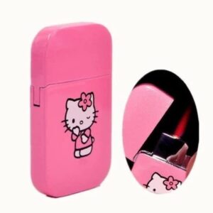 NIVEK Pink Glitter Kitty Pink Flame Pocket Lighter KT Cat Refillable Kawaii Y2K Aesthetic Windproof Flame