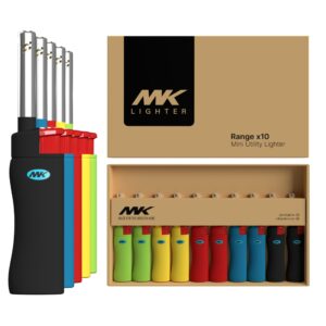 mk lighters - multipurpose butane refillable, windproof flame, ideal for candle, bbq, camping, outdoor (3bl), 10pcs