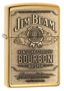 zippo jim beam bourbon label emblem pocket lighter, high polish brass