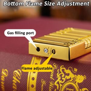 Lighters Soft Flame Lighter Traditional Flame Cigar Lighter with Adjustable Flame Dial Vertical Ignition Roller Good for Gift Outdoor Camping Hiking Fishing Grill Adventure Candle