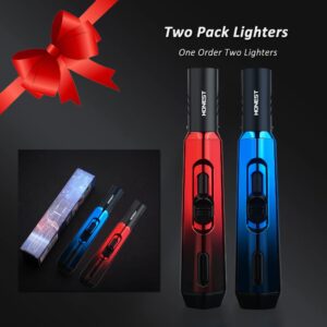 PROMISE Torch Lighters, Butane Lighters Refillable Single Jet Flame for Candle Grill BBQ Camping Gas Not Included (2 Pack BL&RD)