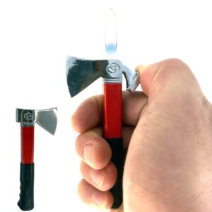 meiegens open flame butane lighter, axe hammer shaped butane lighter,refillable novelty tool lighter for outdoor indoor(without gas) (axe red)