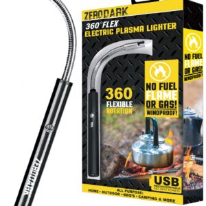 ZeroDark 360 Flex Electric Plasma Lighter USB Rechargeable Candle Lighter with Long Arc 360° Flexible Neck for Grill, Camping, Cooking, BBQ, and Fireworks