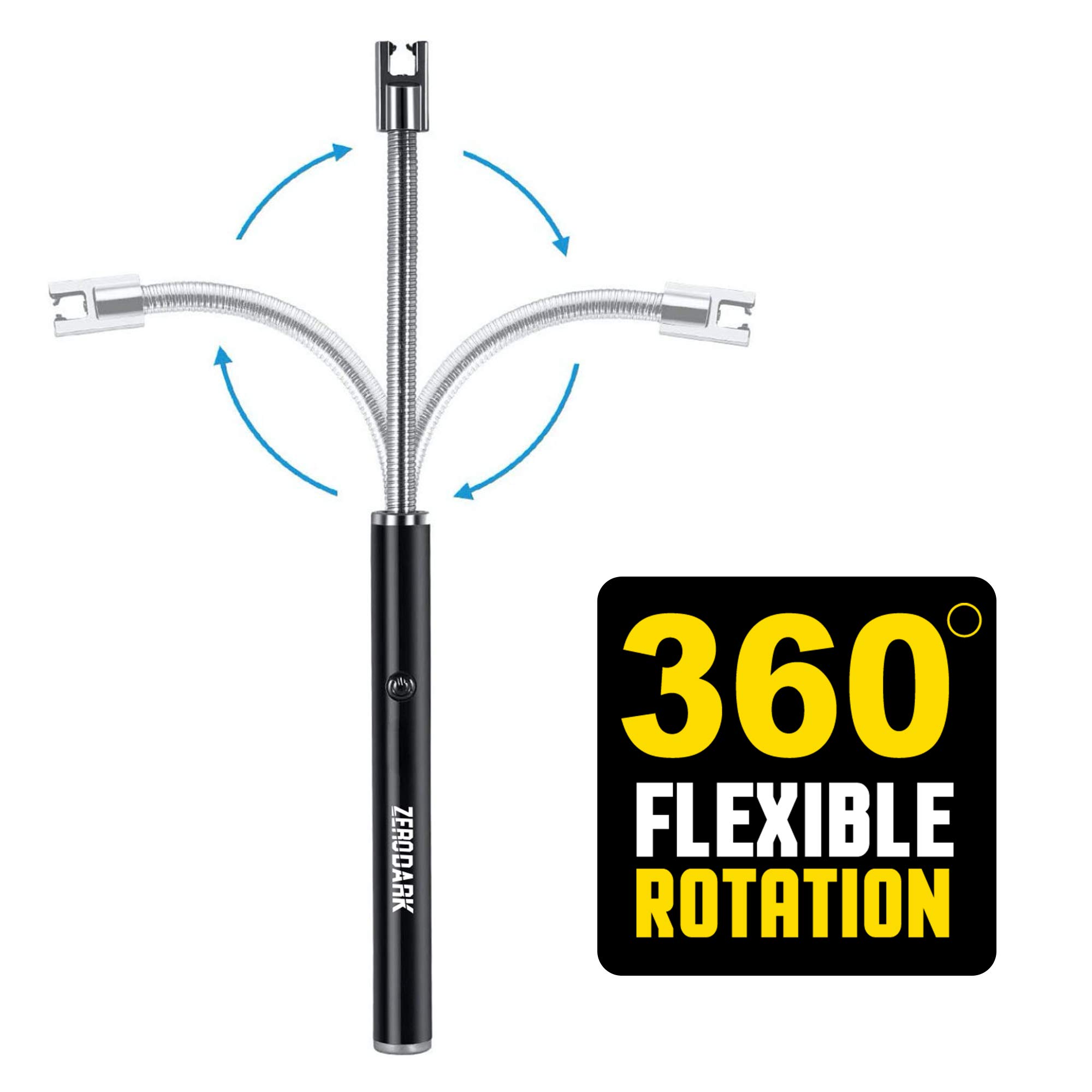 ZeroDark 360 Flex Electric Plasma Lighter USB Rechargeable Candle Lighter with Long Arc 360° Flexible Neck for Grill, Camping, Cooking, BBQ, and Fireworks