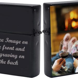 Custom Gifts Infinity Lighter! Personalize Lighter with Your Image or Logo! Customized (Black)