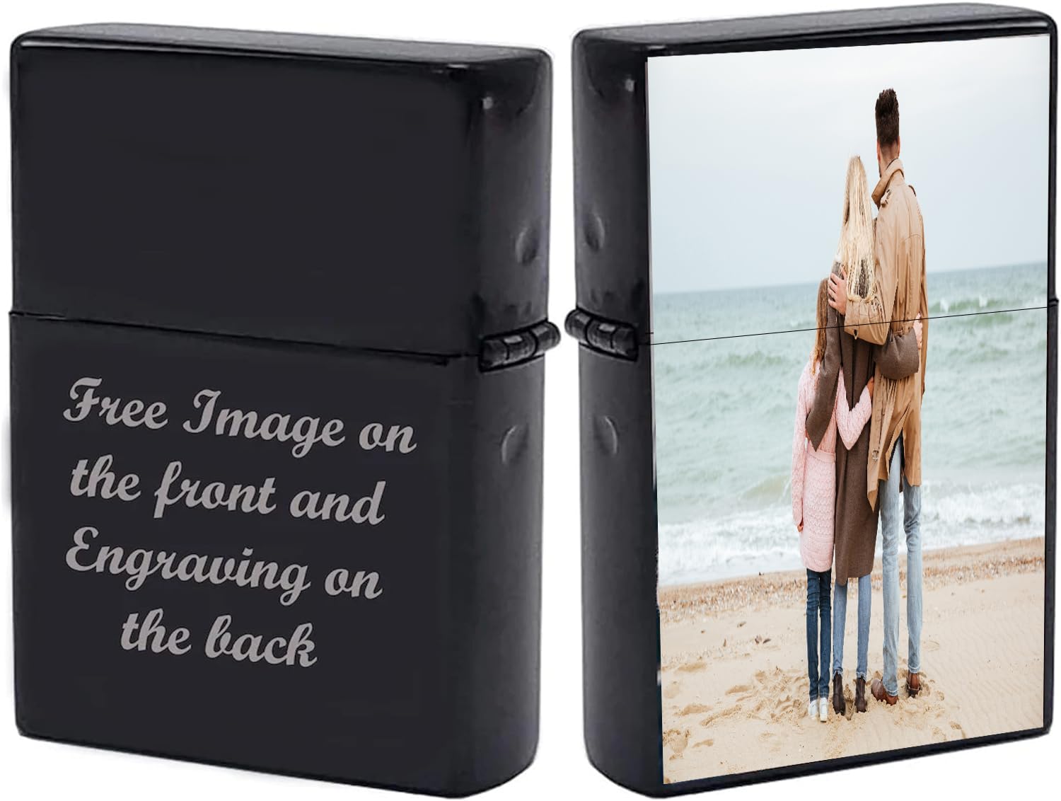 Custom Gifts Infinity Lighter! Personalize Lighter with Your Image or Logo! Customized (Black)