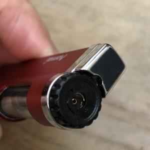 Piioket Mini Metal Windproof Refillable Butane Gas Fuel Viewable Jet Flame Cigar Cigarette Lighter with Electric Wire Ignition Protection - Aomai Red