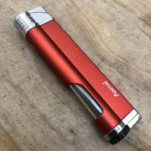 Piioket Mini Metal Windproof Refillable Butane Gas Fuel Viewable Jet Flame Cigar Cigarette Lighter with Electric Wire Ignition Protection - Aomai Red