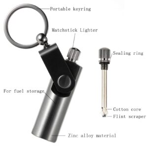 SOMGEM Permanent Match Keychain 2 Pack, Kerosene Refillable, Waterproof Flint Fire Starter for Outdoor Camping Emergency Survival Gear