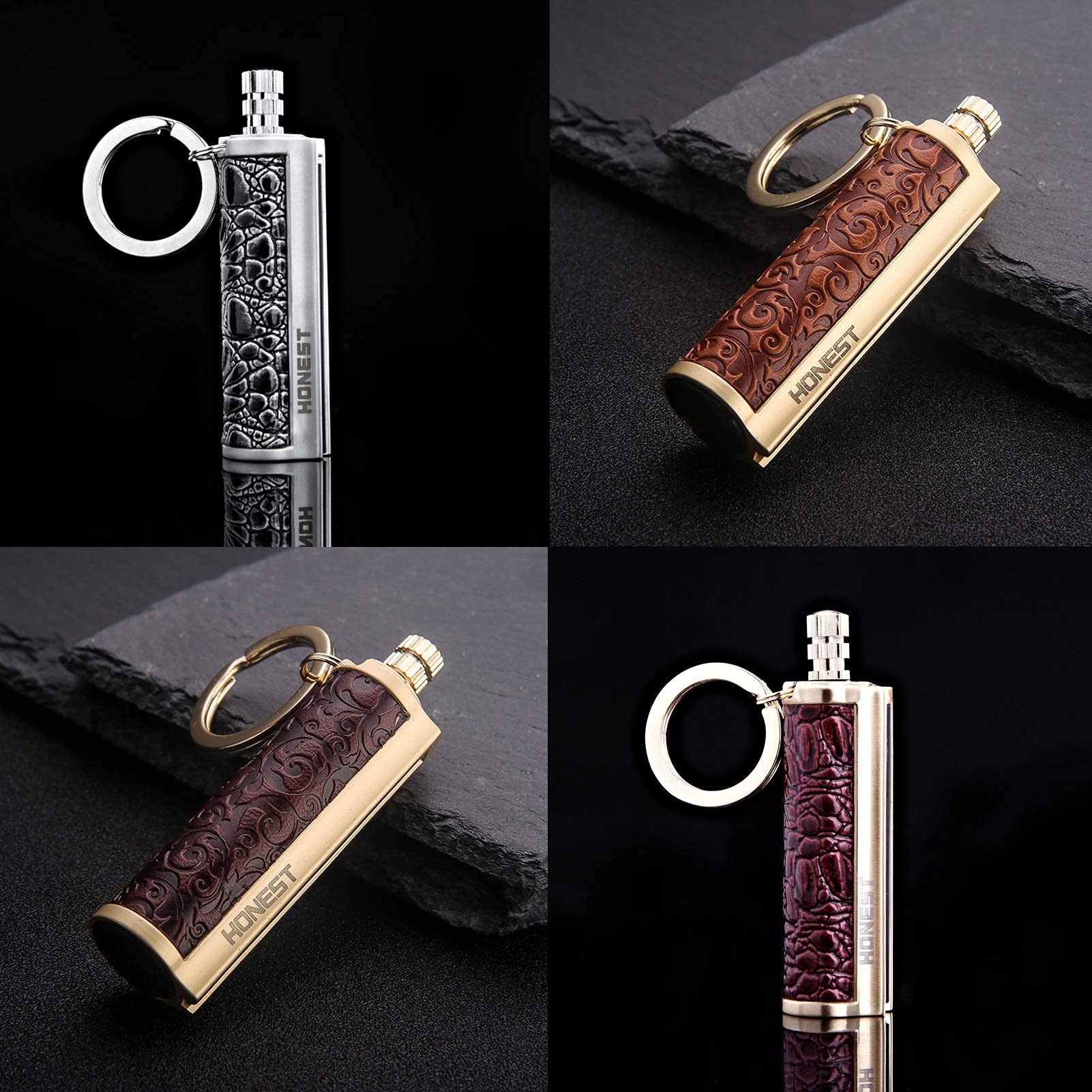 4 PCS Dragon’s Breath Immortal Lighter, Metal Keychain Flint Matchstick Kerosene Refillable Lighter, Waterproof Keychain Lighter for Emergency Survival Mountaineering Camping Hiking