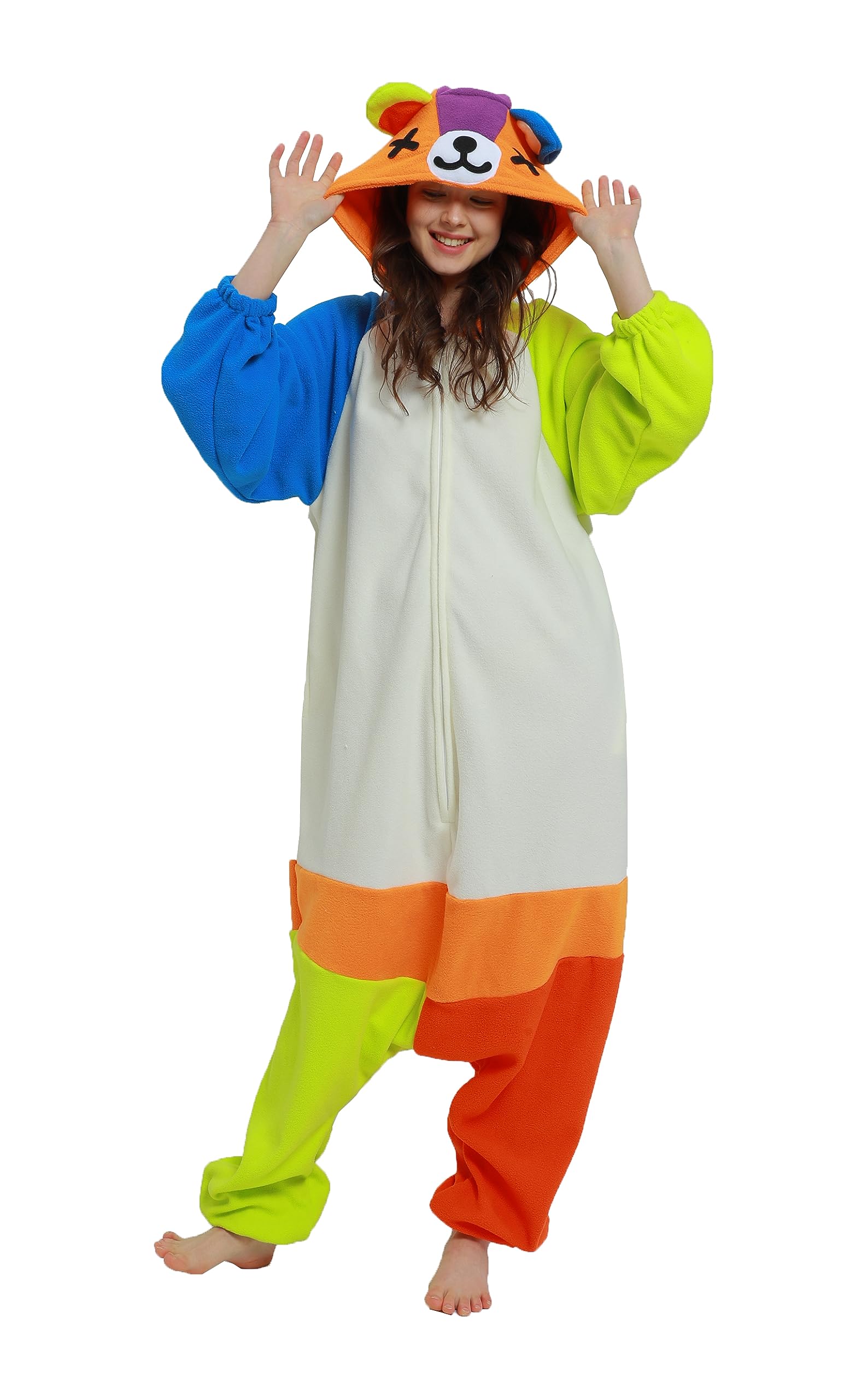 Adult Onesie Bear Halloween Costume Hooded One Piece Pajamas Sleepwear Small