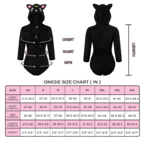 Littleforbig Cotton Hoodie Romper Zipper Onesie Pajamas Bodysuit - Black Cat Luna Onesie S