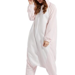 DELEY Unisex Axolotl Onesie, Adult Animal Cosplay Costume Plush Homewear Sleepwear Jumpsuit Pink Axolotl Pajamas