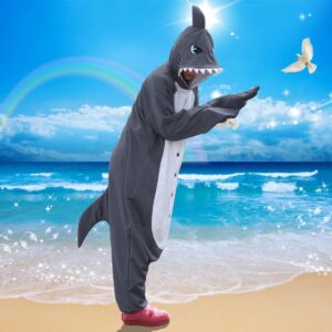 WOTOGOLD Animal Cosplay Costume Gray Shark Unisex Adult Pajamas Gray,X-Large