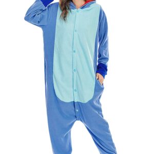 Etoson Onesie Cosplay Halloween Costume Unisex Animal Pajama,Blue,M