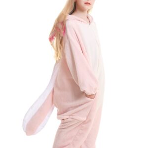 ATOZ Onesie for Kids, Animal Pajamas Halloween Cosplay Costume for Girls Boys, Pink Axolotl 8-9Y