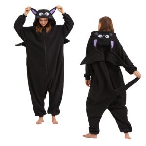 WAWRTOU Animal Cat Onesie Halloween Costume Unisex Adult Cosplay One-Piece Pajamas Christmas Sleepwear for Women Men