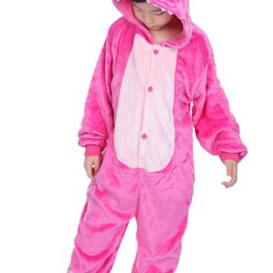 LeaveLive Kids Animal Onesies Halloween Cosplay Costume Pajamas(125#(55-59 inch), kidpinkY)