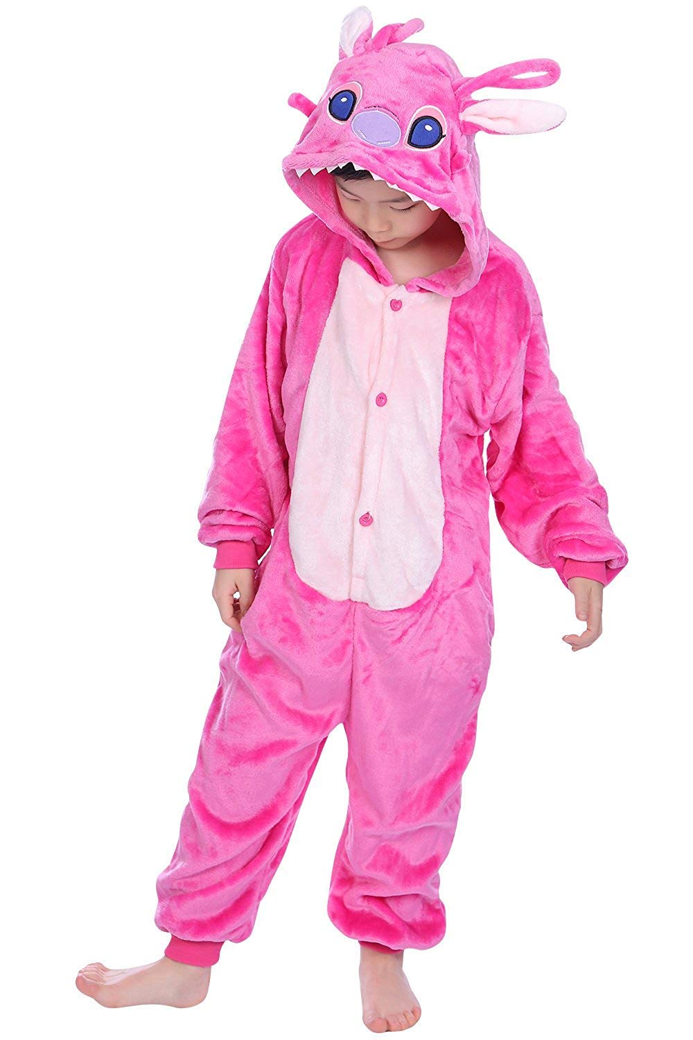 LeaveLive Kids Animal Onesies Halloween Cosplay Costume Pajamas(125#(55-59 inch), kidpinkY)