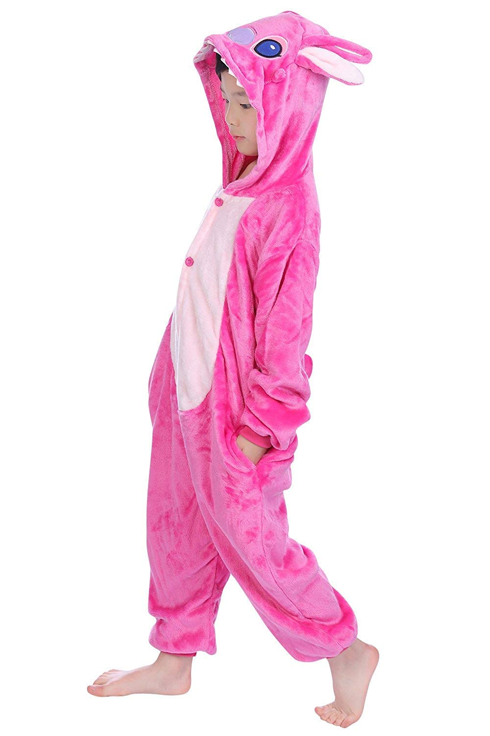 LeaveLive Kids Animal Onesies Halloween Cosplay Costume Pajamas(125#(55-59 inch), kidpinkY)