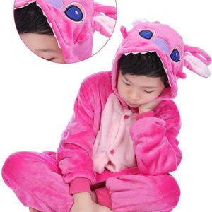 LeaveLive Kids Animal Onesies Halloween Cosplay Costume Pajamas(125#(55-59 inch), kidpinkY)