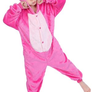 LeaveLive Kids Animal Onesies Halloween Cosplay Costume Pajamas(125#(55-59 inch), kidpinkY)