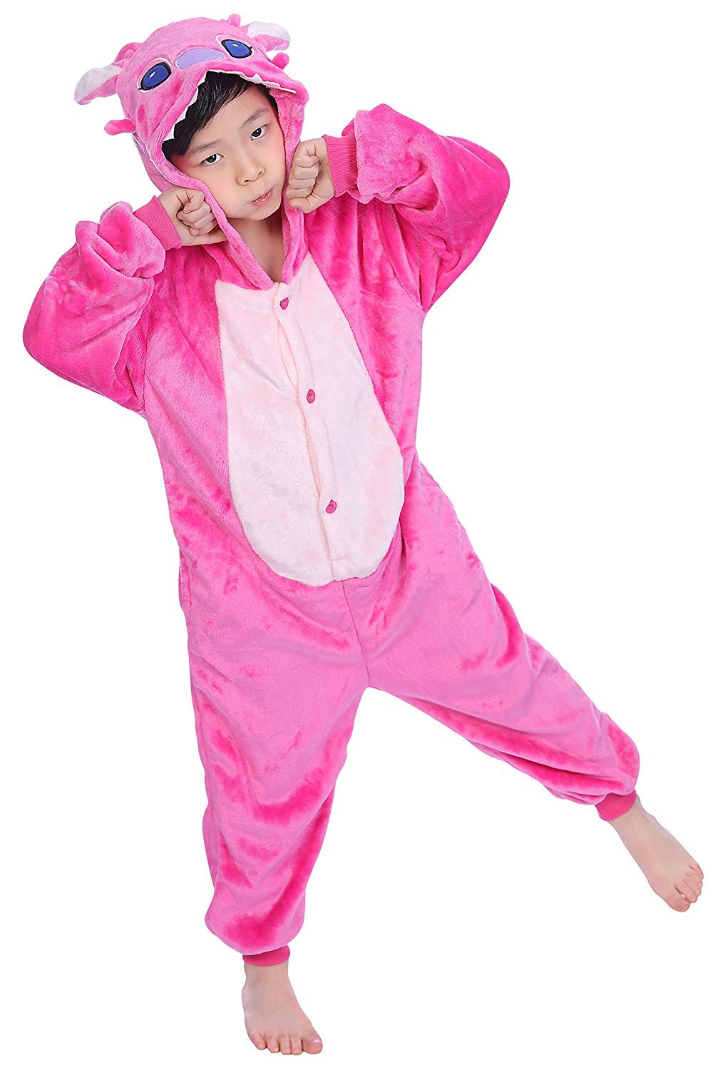 LeaveLive Kids Animal Onesies Halloween Cosplay Costume Pajamas(125#(55-59 inch), kidpinkY)