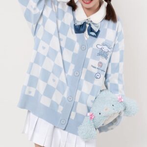 Women's Japan Cute Cardigan Sweater Kawaii JK Uniform Cardigan Sweater Cosplay Sweater (Blue, L)