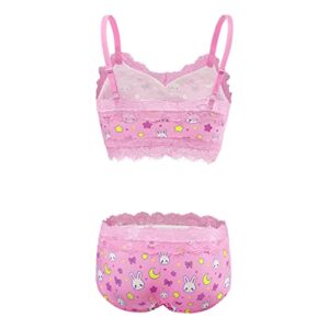 Littleforbig Lacy Trim Women Nightwear Strap Sleepwear Cami Top Shorts Lingerie bralette loungewear Set - Sweet Usagi 3XL Pink