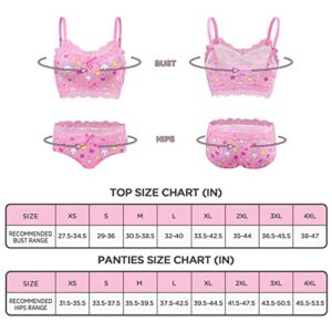 Littleforbig Lacy Trim Women Nightwear Strap Sleepwear Cami Top Shorts Lingerie bralette loungewear Set - Sweet Usagi 3XL Pink