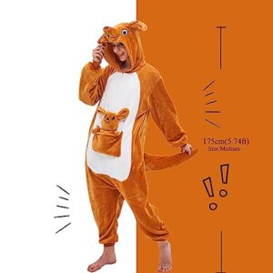 NEWCOSPLAY Unisex Adult Kangaroo Onesie Pajamas Animal One Piece Costume Cosplay Sleepwear (Kangaroo, Small)